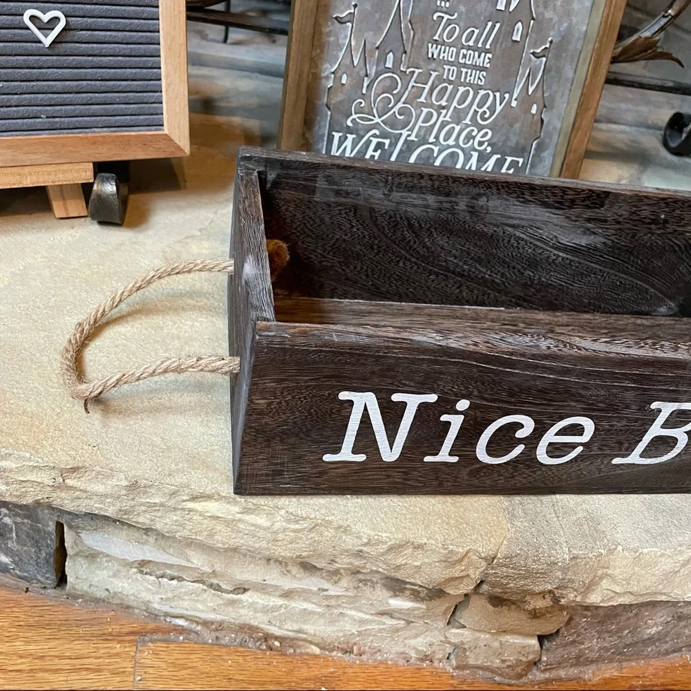 New Rustic Farmhouse Wood Bathroom Decor Toilet Paper Storage Caddy